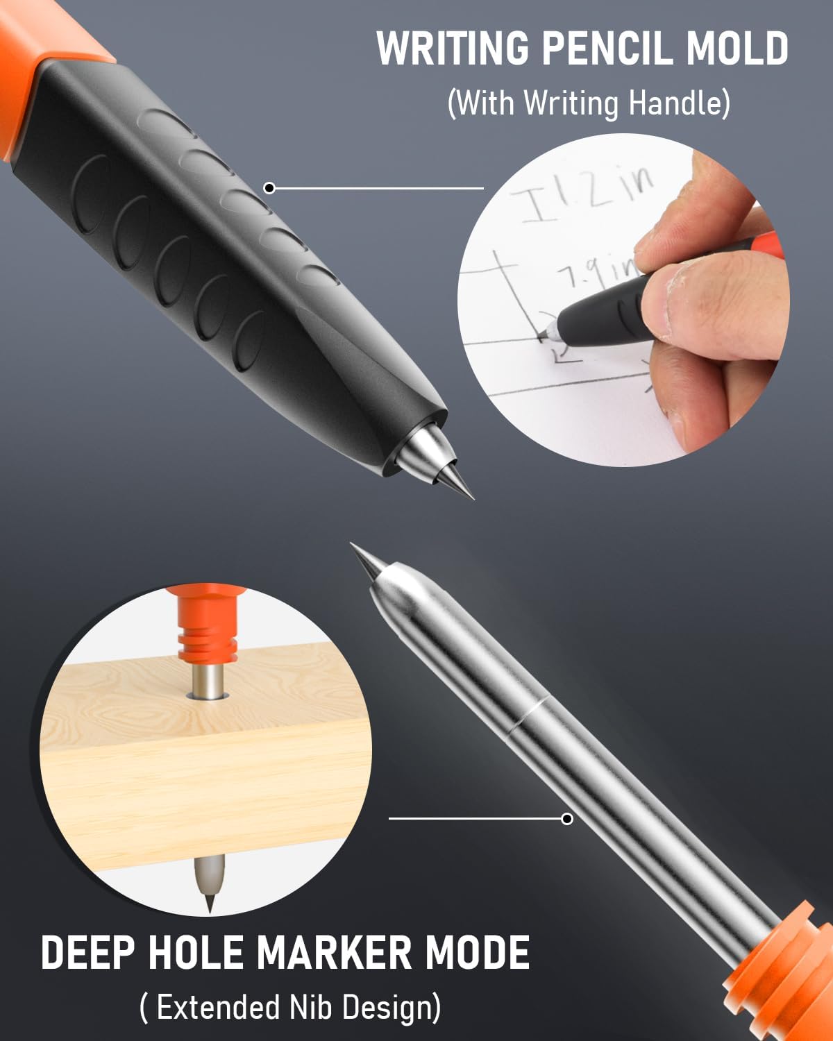Ultimate 3-in-1 Carpenter Pencil Set - Ergonomic Grip, 13 Refills, Mini Spirit Level & Deep Hole Marker for Precise Woodworking and Architecture!