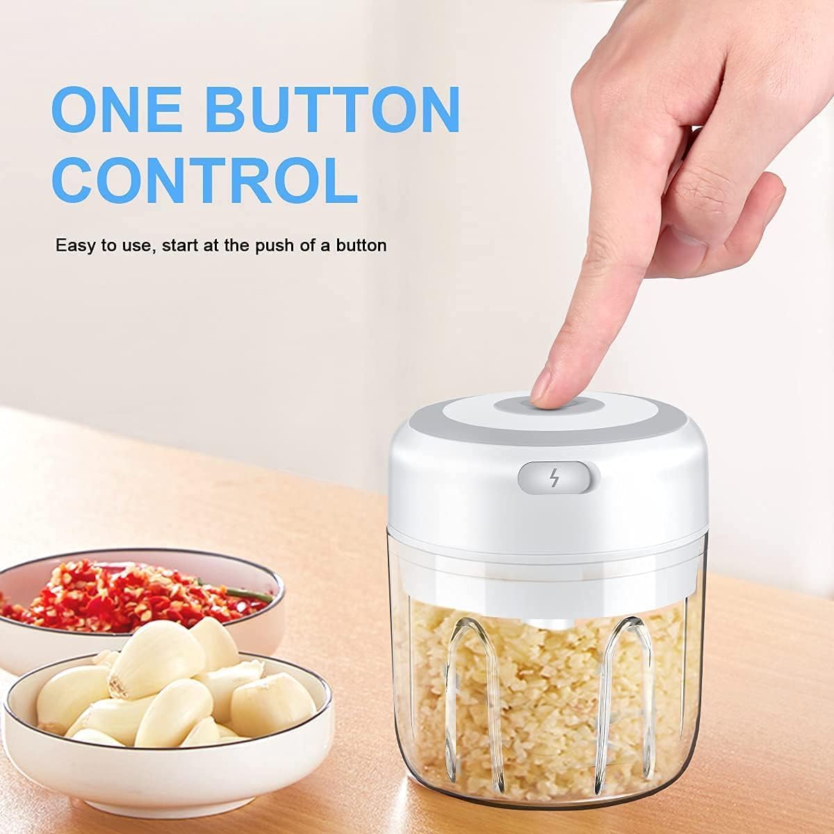 Effortless Chopping Made Easy: Rechargeable Compact Electric Garlic Chopper & Mini Food Processor with Stainless Steel Blades for All Your Cooking Needs