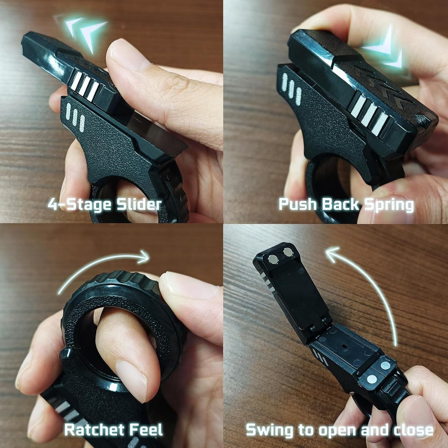Experience Ultimate Stress Relief with the Ography Fidget Gun Toy - Sleek Black & Silver Design for ASMR and ADHD