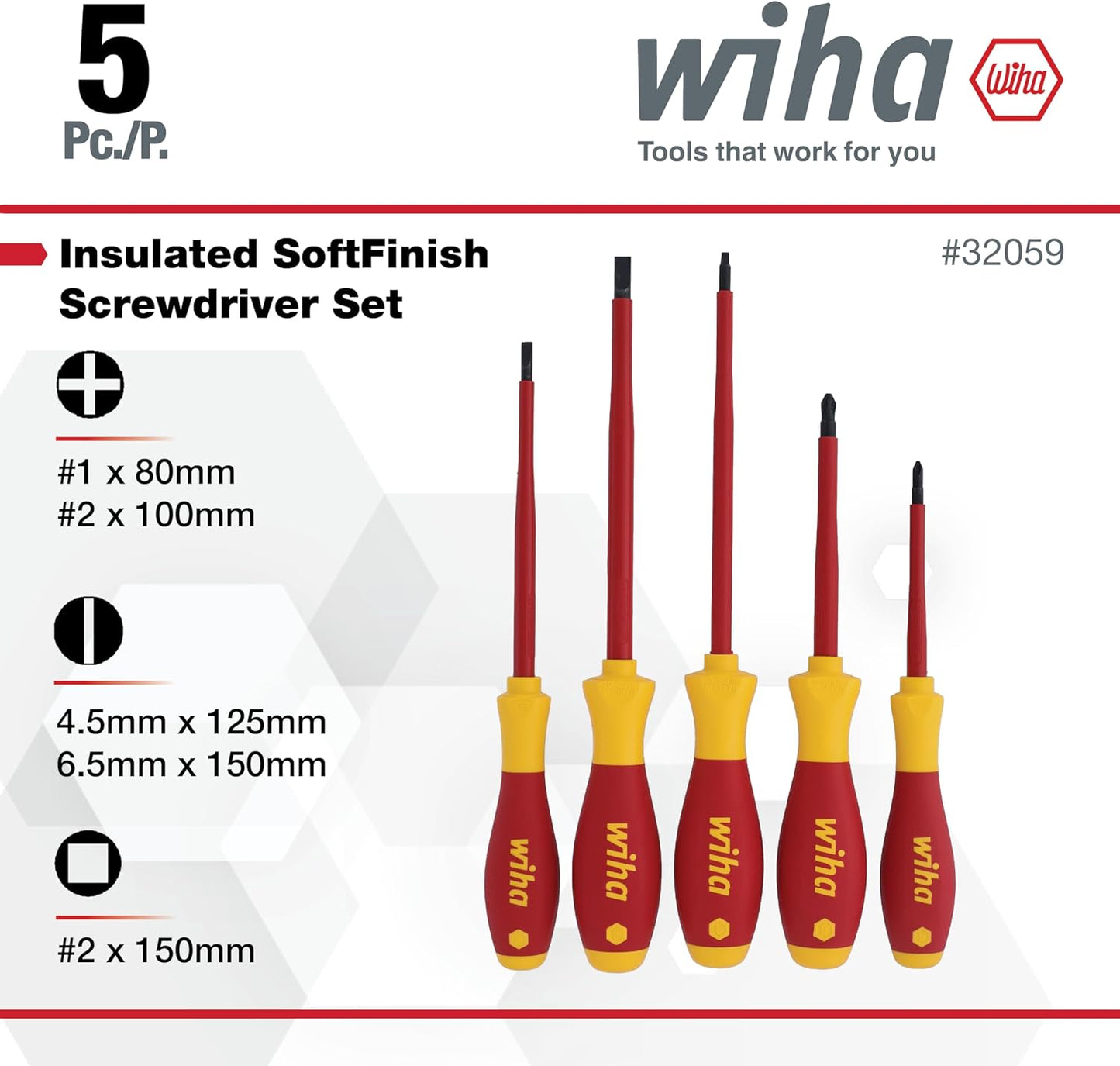 Upgrade Your Toolbox with the Wiha 32059 Professional 5-Piece Insulated Screwdriver Set - Precision and Safety Combined!