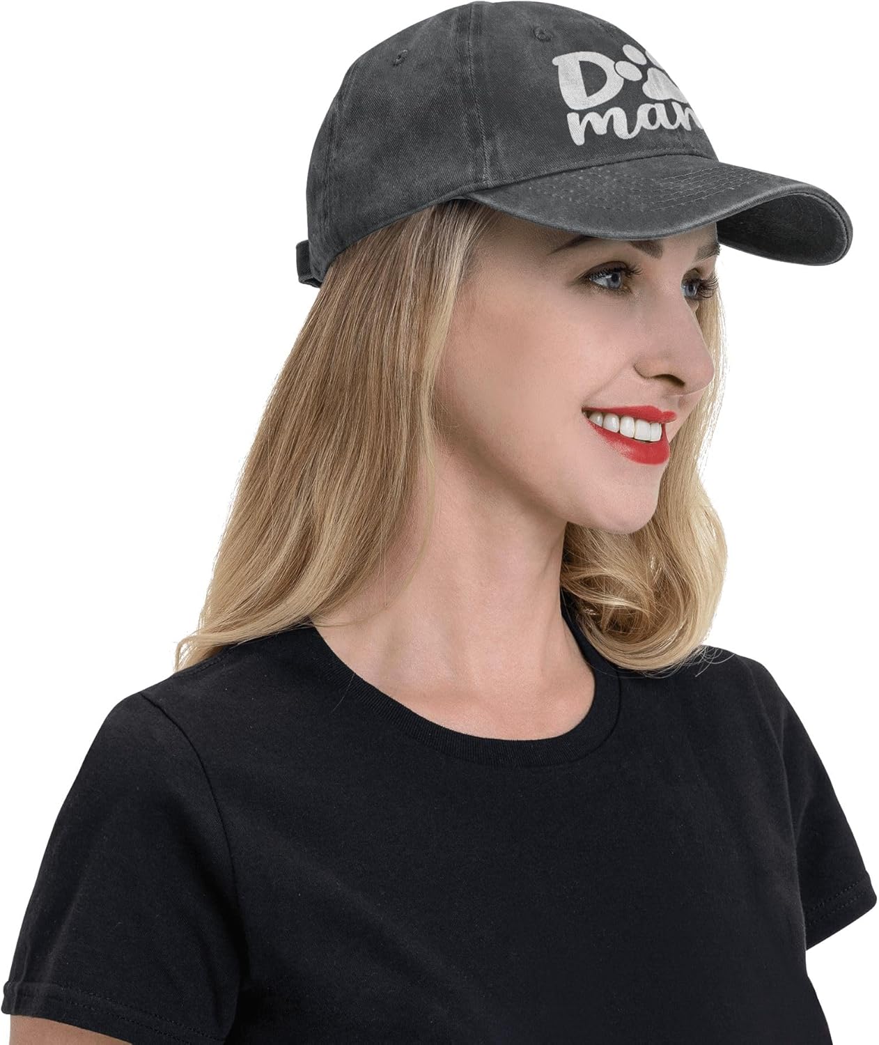 Stylish Black Baseball Cap for Dog Lovers - Adjustable Dog Mama Hat