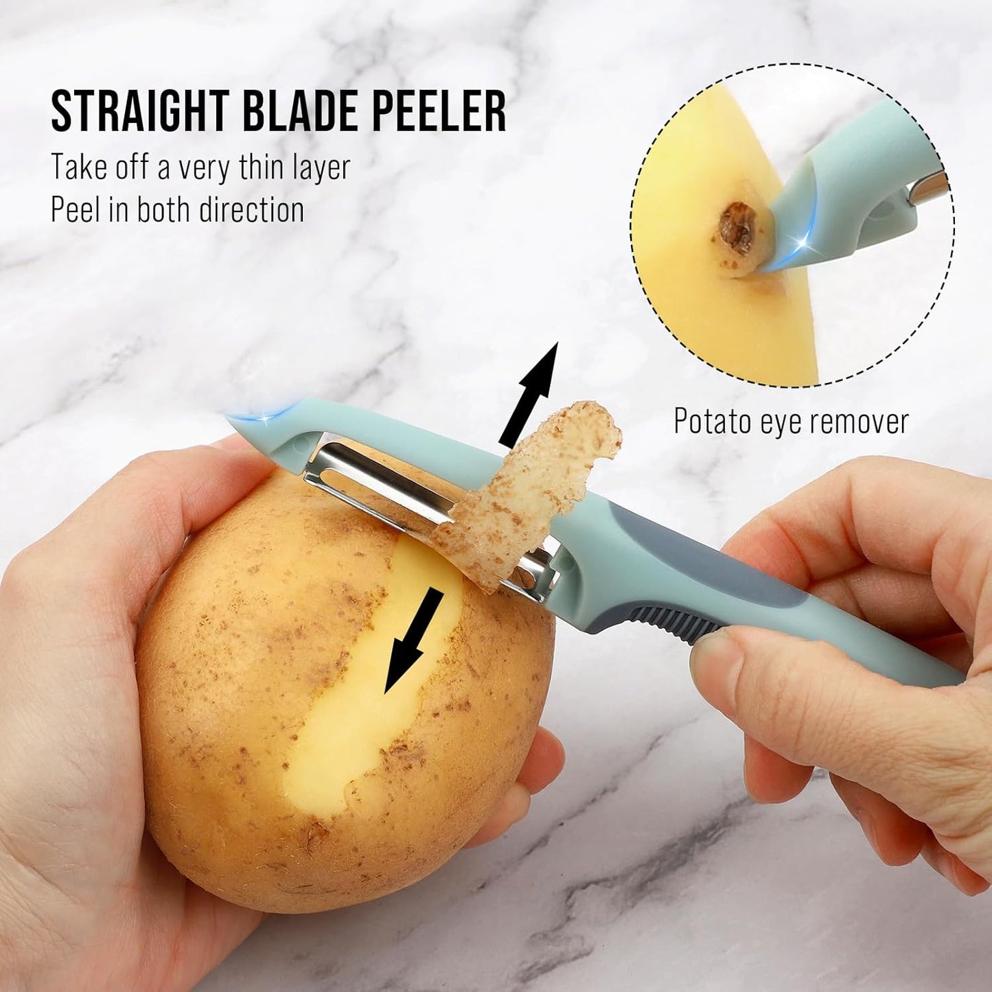 Transform Your Cooking with Our 2-Piece Julienne Peeler Set - Ergonomic Silicone Grip & Dual Blade Design for Effortless Vegetable Prep!