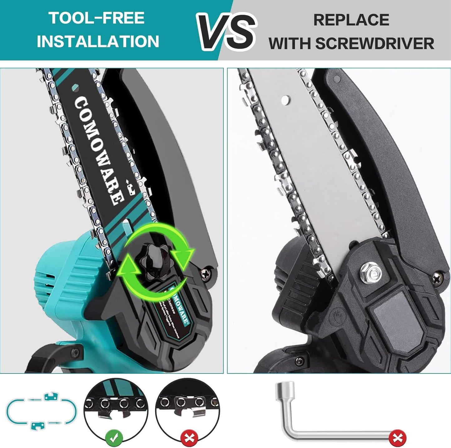 Unleash Your Gardening Potential with the Powerful Cordless Mini Chainsaw - Effortless 6-Inch Cutting with 2 Long-Lasting Batteries for All Your Outdoor Projects!