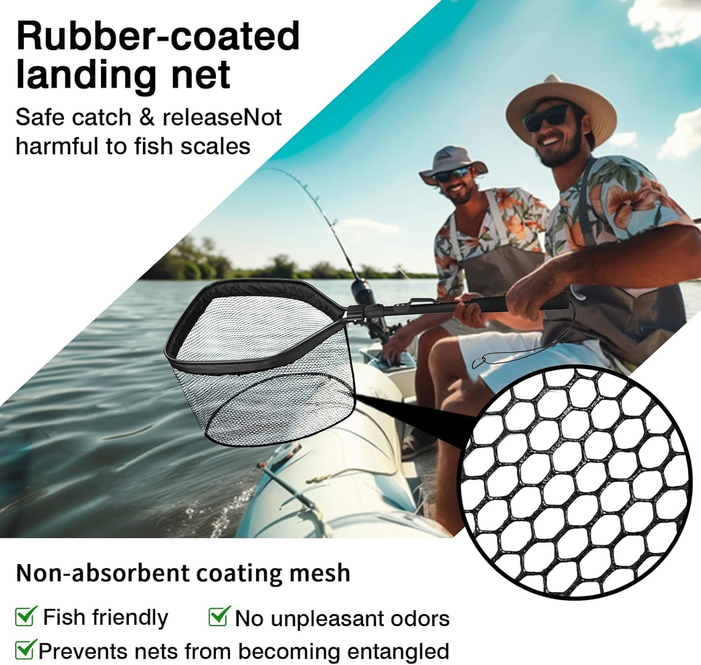 Ultimate Floating Fishing Net - Lightweight, Foldable Nylon Mesh for Effortless Trout Catching & Safe Release