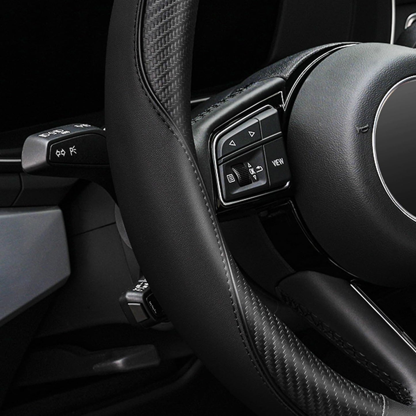 Upgrade Your Drive with Our Premium Soft Microfiber Leather Anti-Slip Steering Wheel Cover - Universal 15 Inch Fit for Sedans, SUVs, Vans, and Trucks - Sleek Black Design for Ultimate Comfort and Control