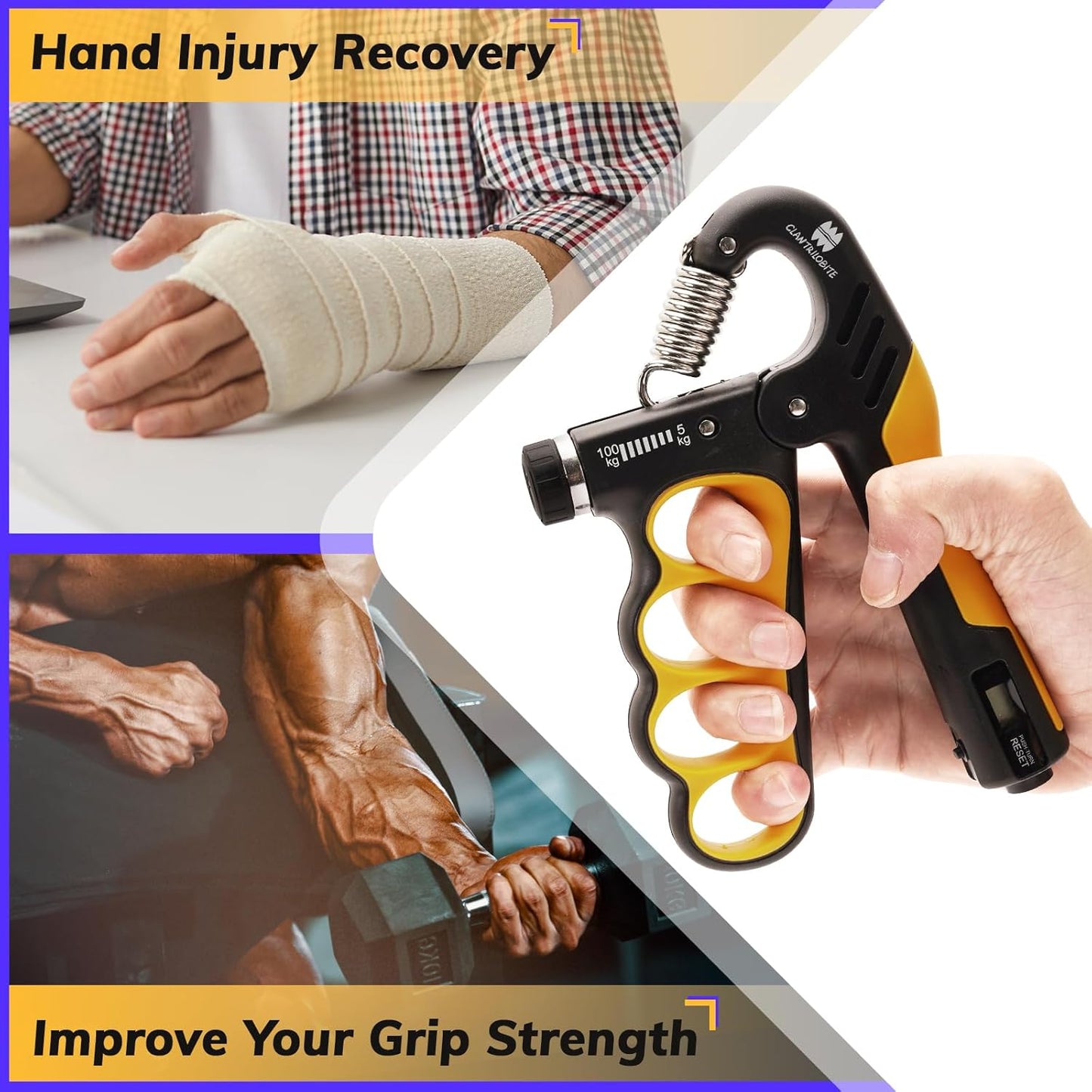 Ultimate Adjustable Grip Strength Trainer with Digital Counter - Enhance Your Forearm & Wrist Strength with 11-220 lbs of Customizable Resistance for Effective Hand Recovery and Fitness Training