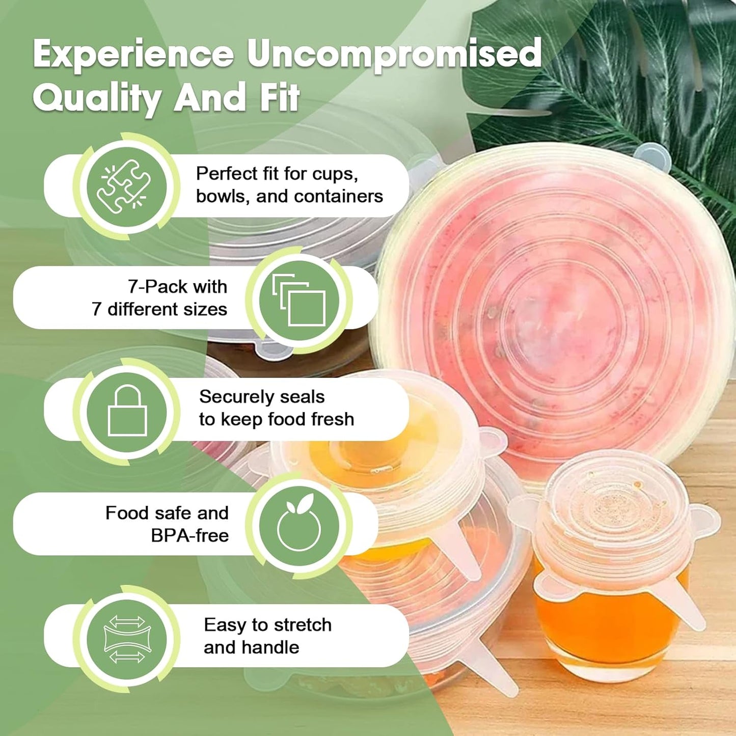 Transform Your Food Storage with Our Premium 7-Piece Reusable Silicone Stretch Lids – Perfect for All Containers!
