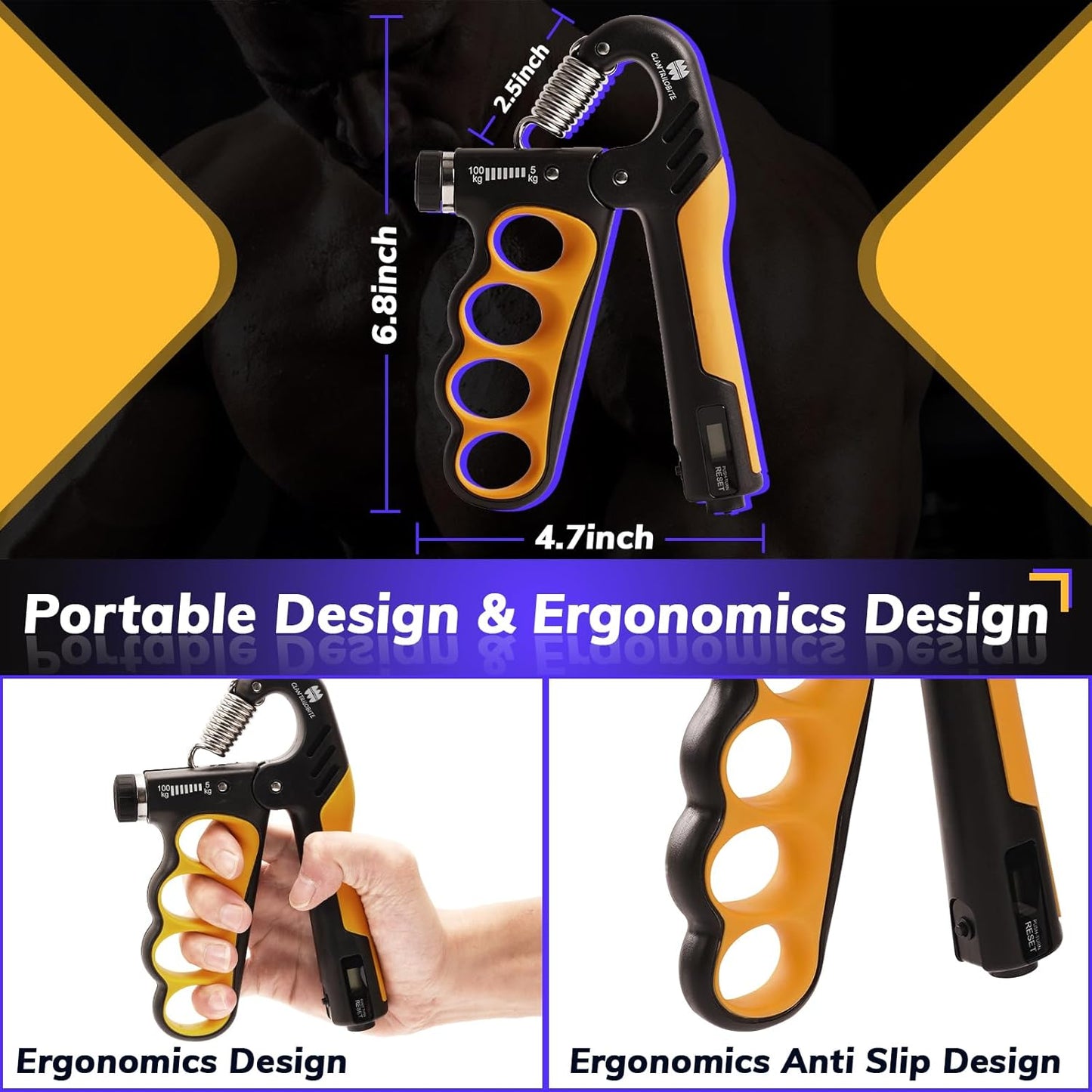Ultimate Adjustable Grip Strength Trainer with Digital Counter - Enhance Your Forearm & Wrist Strength with 11-220 lbs of Customizable Resistance for Effective Hand Recovery and Fitness Training