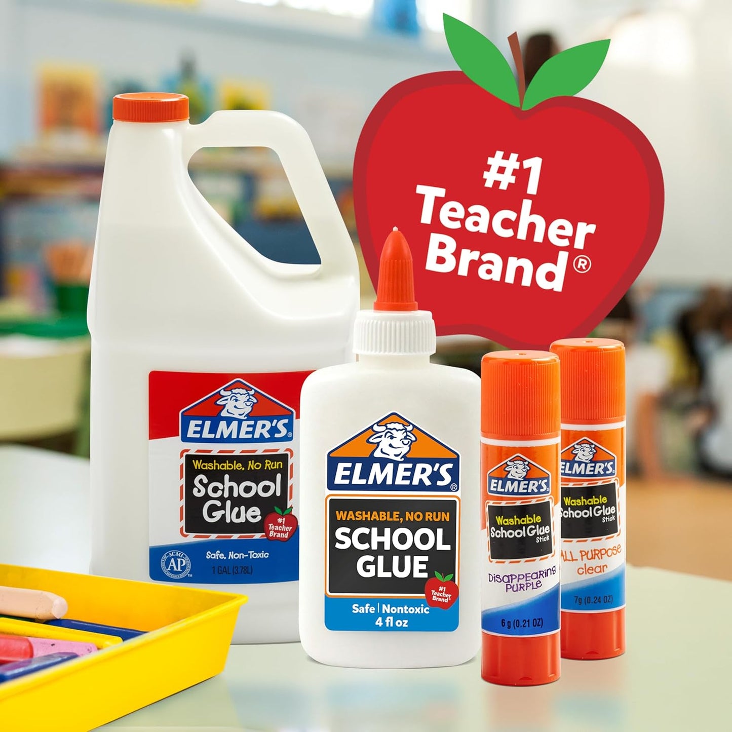 Elmer's Washable Disappearing Purple School Glue Sticks - Perfect for Crafts and School Projects, 3 Pack of 22 Grams