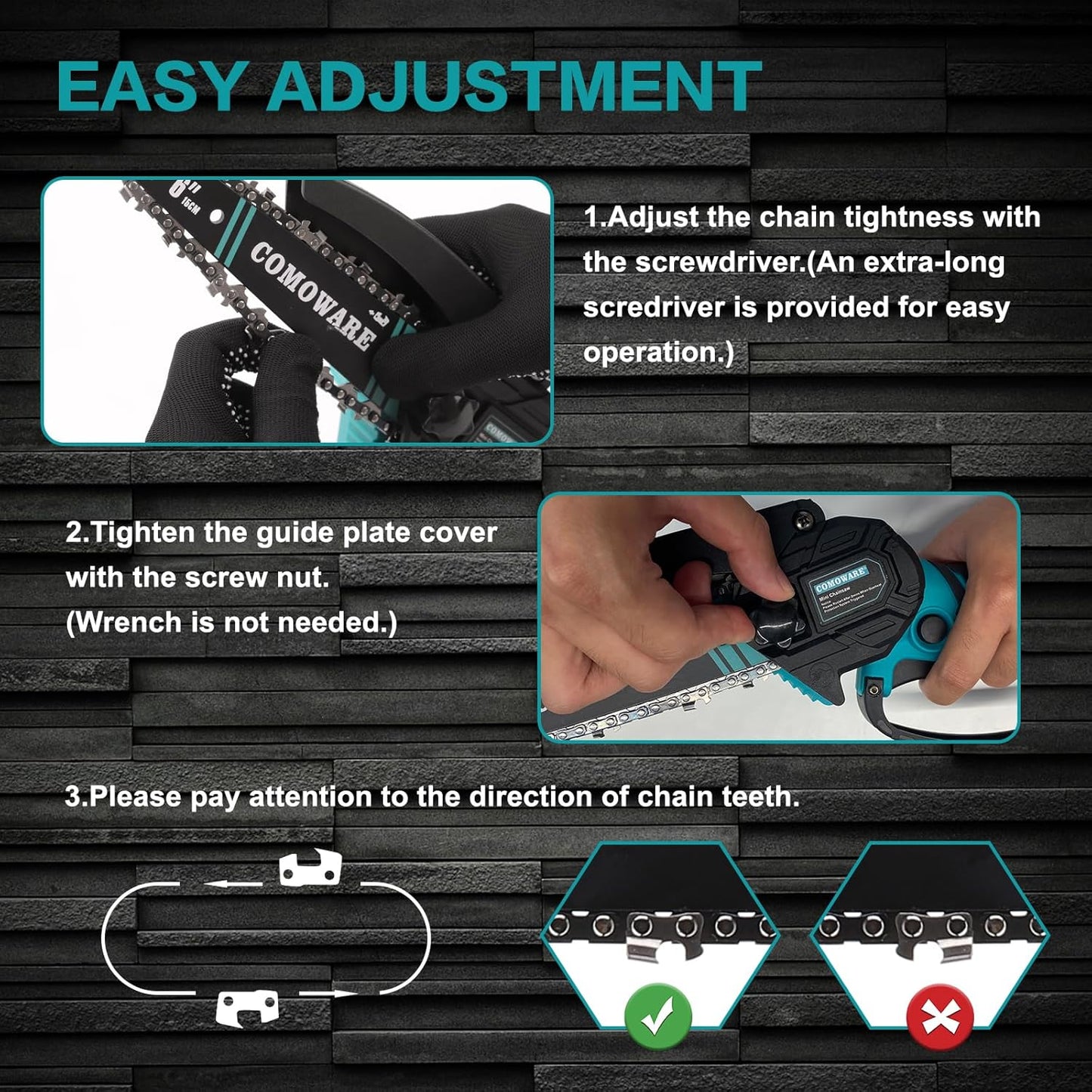 Unleash Your Gardening Potential with the Powerful Cordless Mini Chainsaw - Effortless 6-Inch Cutting with 2 Long-Lasting Batteries for All Your Outdoor Projects!