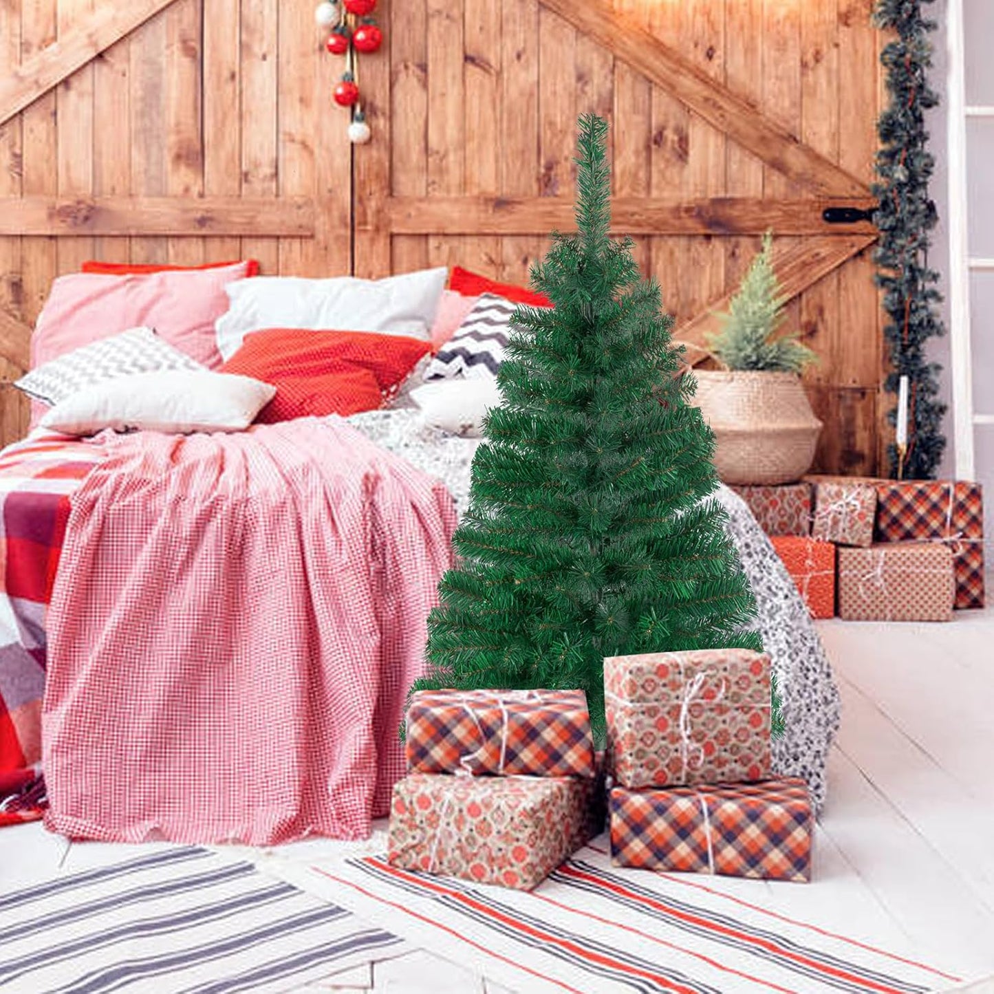 Charming 3FT Mini Green Artificial Christmas Tree with Sturdy Stand for Festive Indoor and Outdoor Holiday Decor