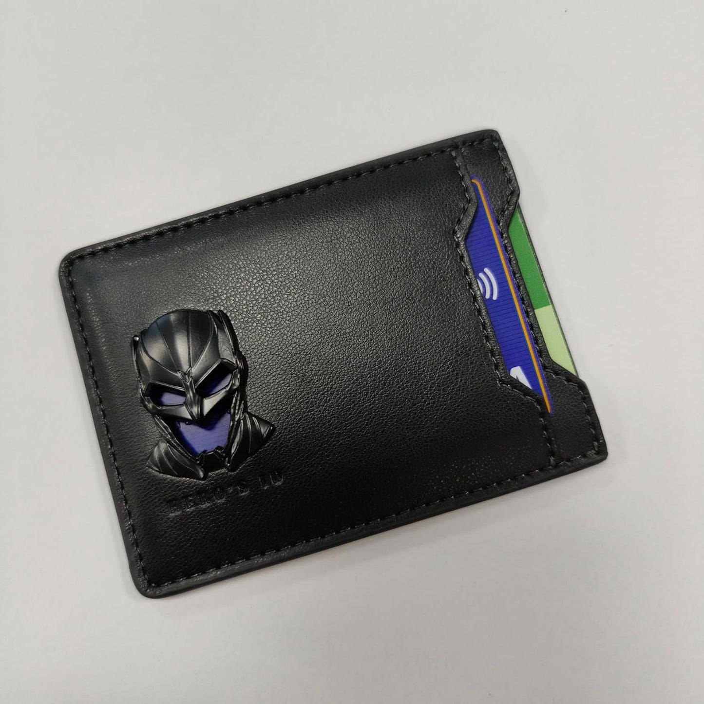 Stylish and Durable RFID Protected Leather Bi-Fold Wallet for Men and Women - Brown with Unique 3D Superhero Mask Design and 2 Card Slots
