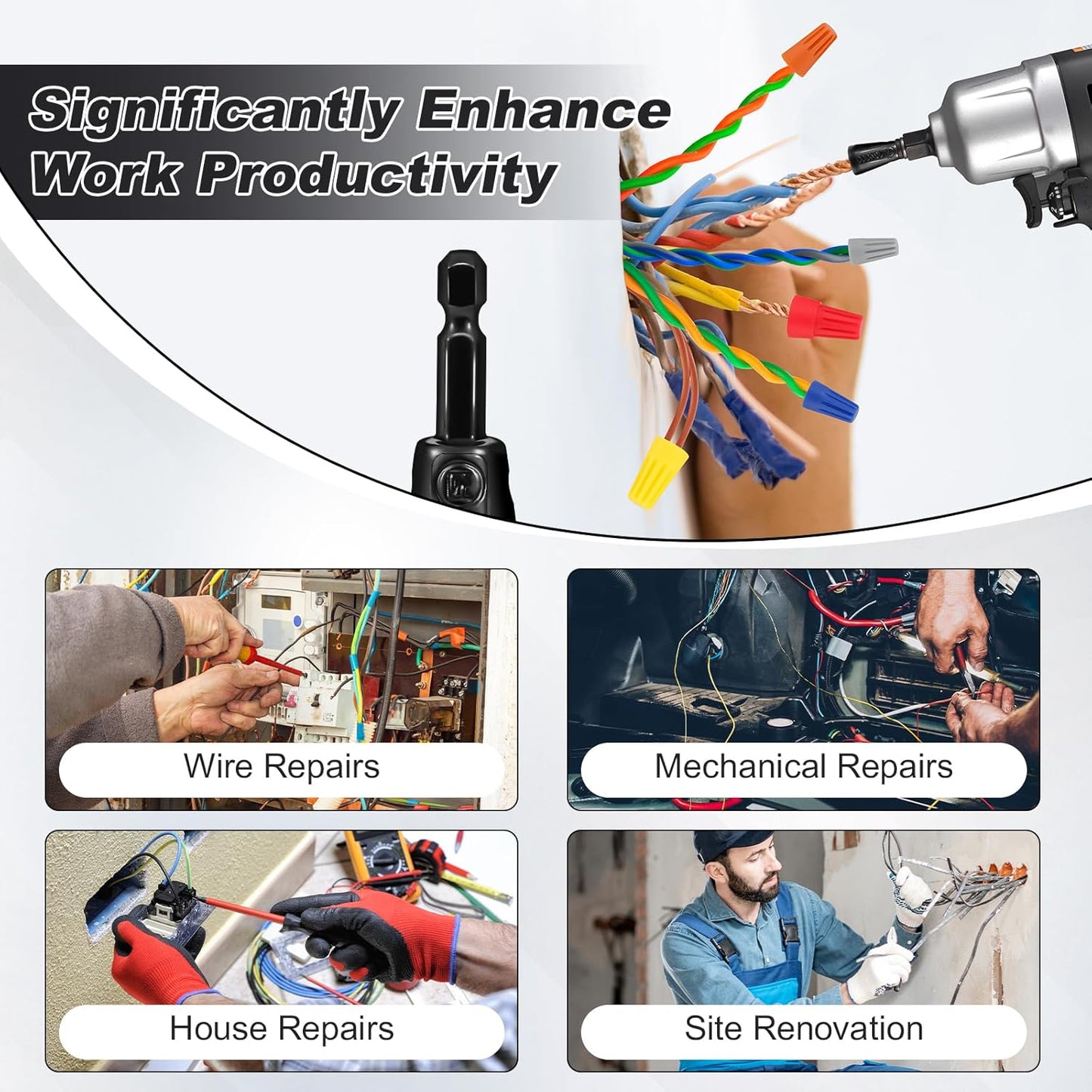 Revolutionize Your Wiring Projects with Our 4-Piece Multifunctional Wire Twister Tool Set - Lightweight, Efficient, and Compatible with 8 to 24 AWG!