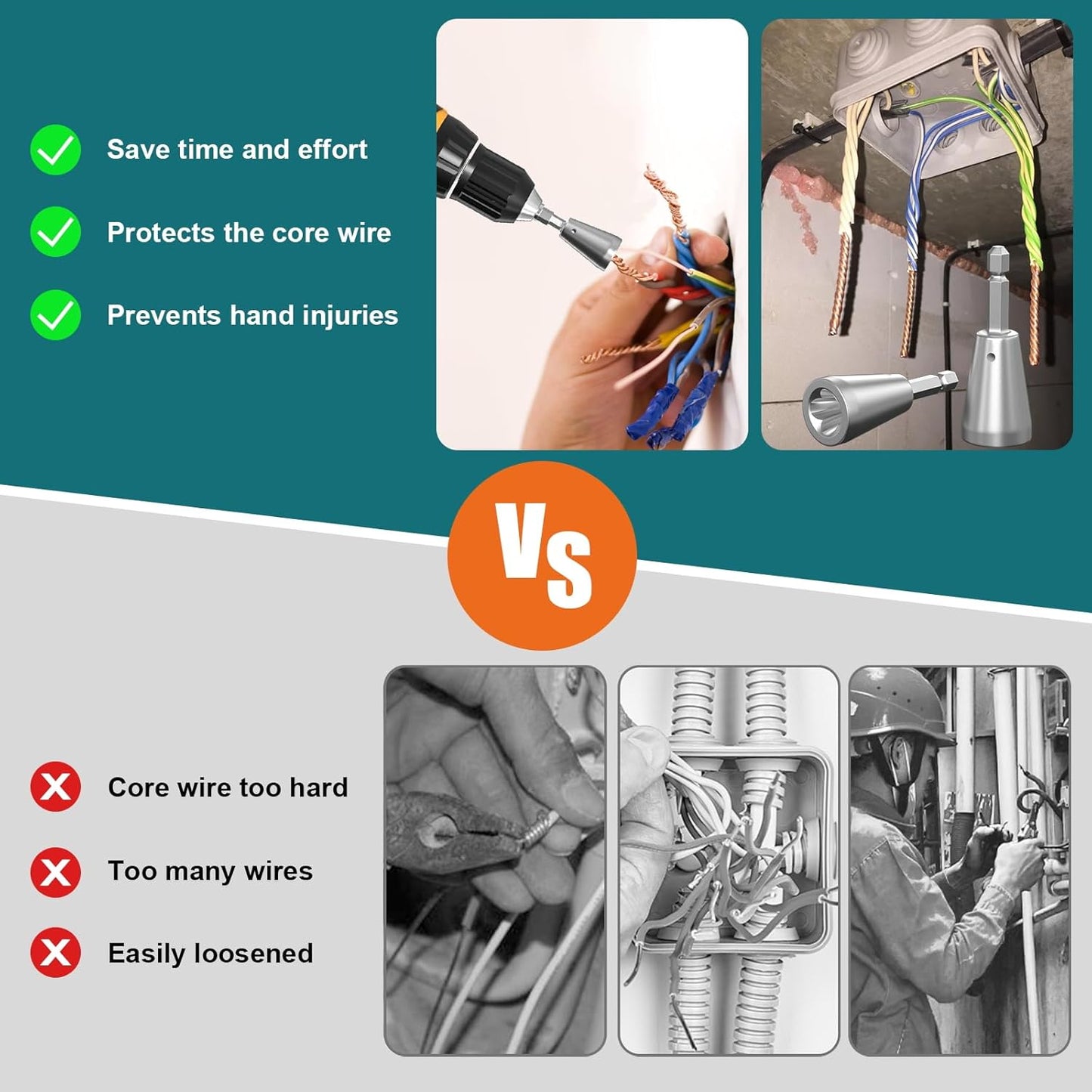 Revolutionize Your Wiring Projects with the Dual Wire Twister Tool Set - Perfect for Power Drills and Versatile for 9-22 AWG Connections