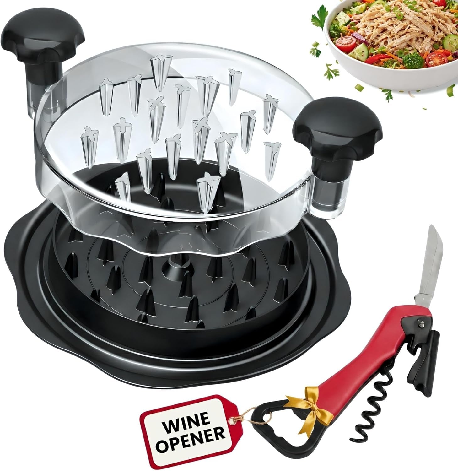 Transform Your Cooking with the Ultimate Professional Chicken and Meat Shredder Tool Featuring Twist Mechanism and Built-in Wine Opener