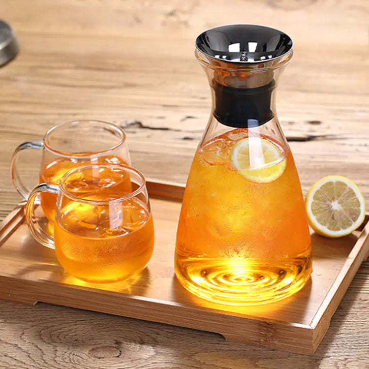 Borosilicate Glass Beverage Jug with Steel Lid