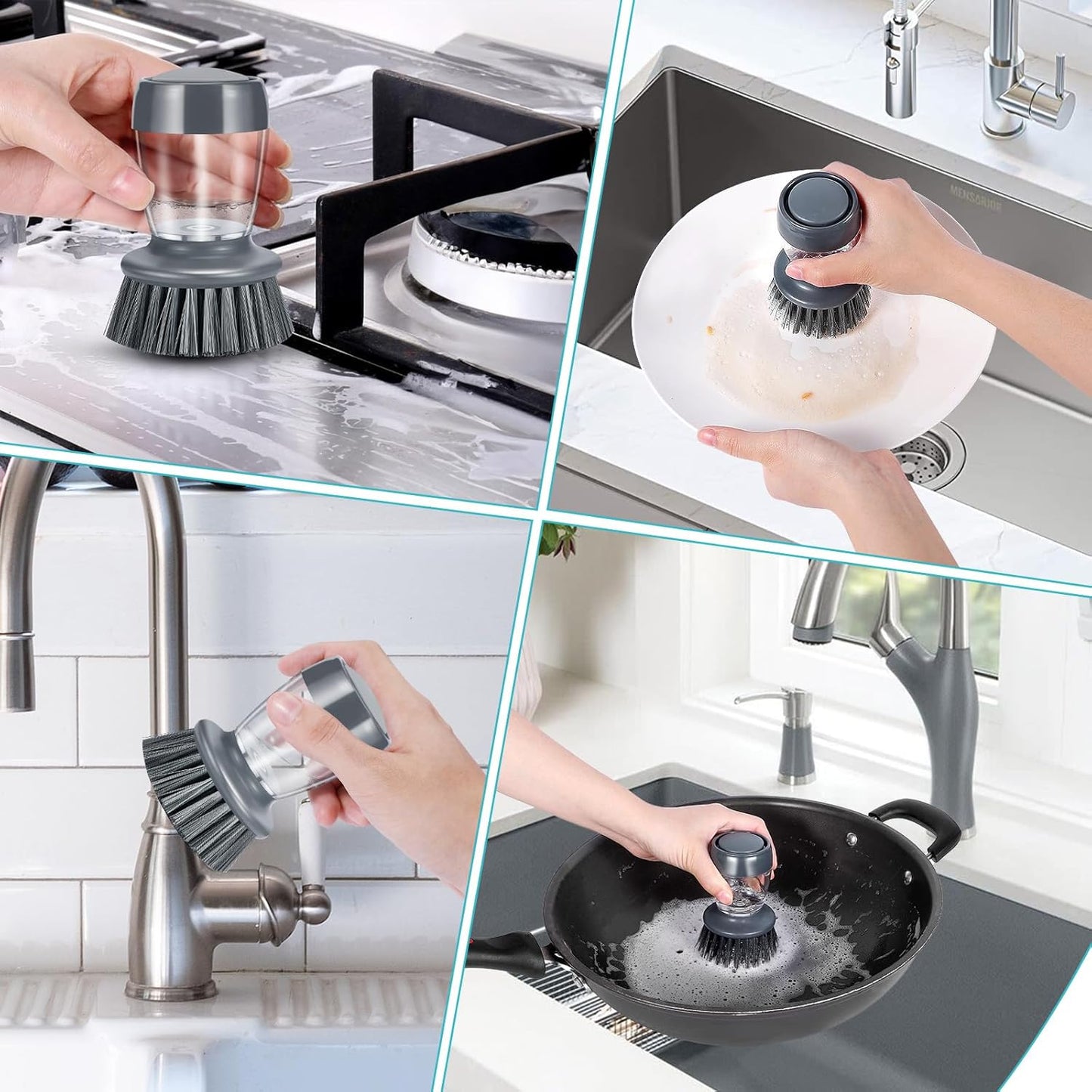 Ultimate Palm Brush Storage Set for Effortless Kitchen Cleaning - Includes Ergonomic Scrub Brush and Convenient Holder for Pots, Pans, and Sinks