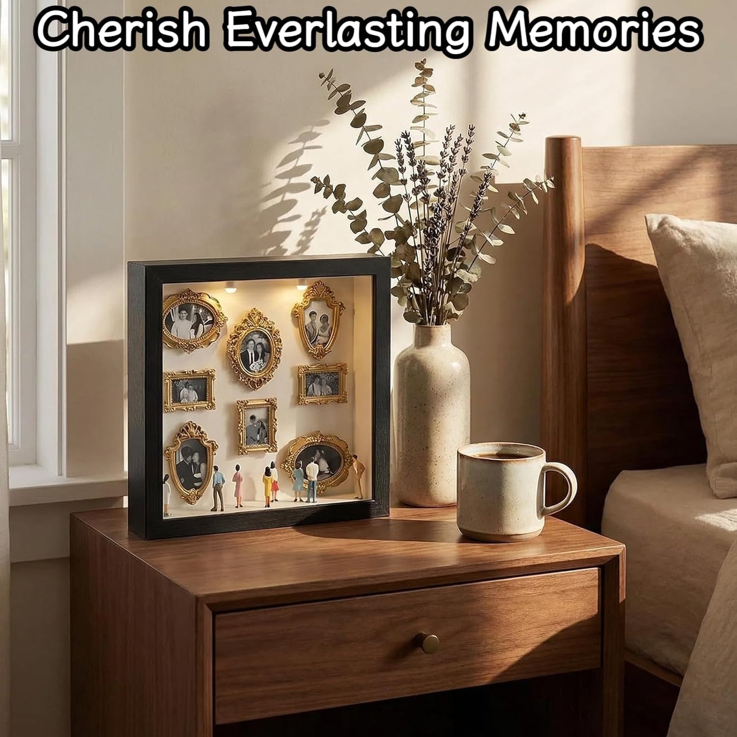 Transform Your Memories with the DIY Mini Gold Frames Silhouette Box - A Unique Shadow Box Frame Kit for Celebrating Life's Special Moments in Style (Grey)