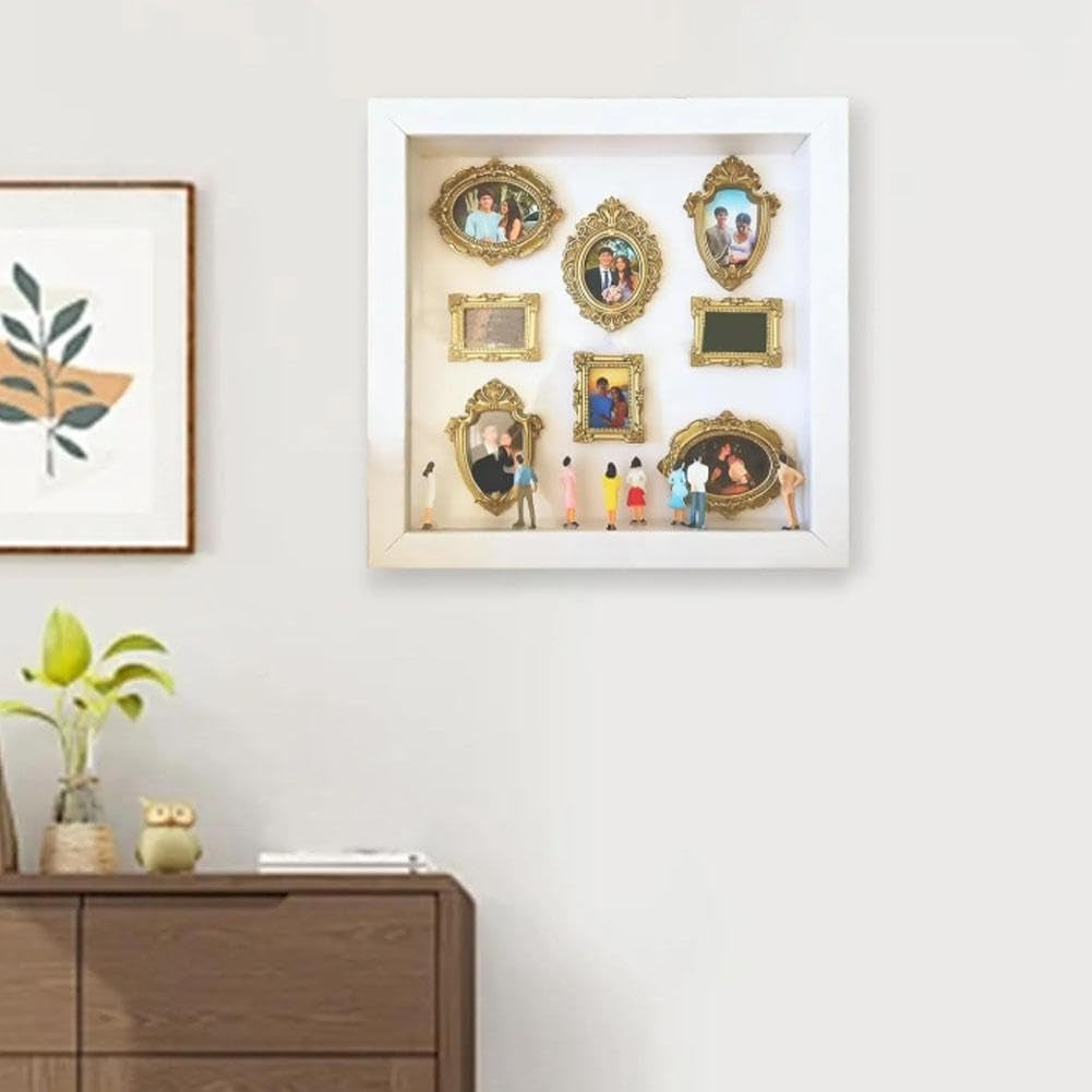 Transform Your Memories with the DIY Mini Gold Frames Silhouette Box - A Unique Shadow Box Frame Kit for Celebrating Life's Special Moments in Style (Grey)