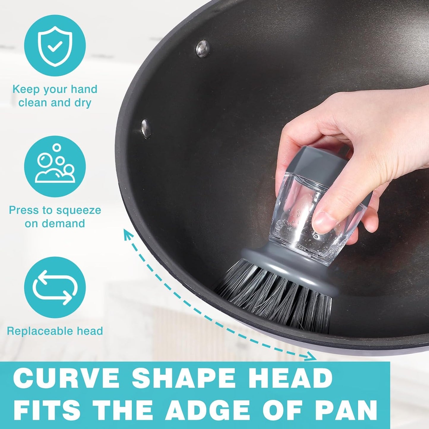 Ultimate Palm Brush Storage Set for Effortless Kitchen Cleaning - Includes Ergonomic Scrub Brush and Convenient Holder for Pots, Pans, and Sinks