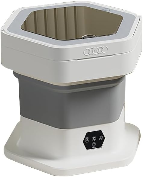 Compact 8L Portable Washing Machine - Foldable Mini Washer with 3 Cleaning Modes for Effortless Laundry on the Go - Perfect for Apartments, Dorms, Camping, and Travel - Stylish Grey Design