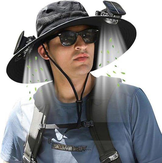 Beat the Heat in Style: Ultimate Solar Fan Hat with UPF 50+ Protection for Fishing and Outdoor Fun!