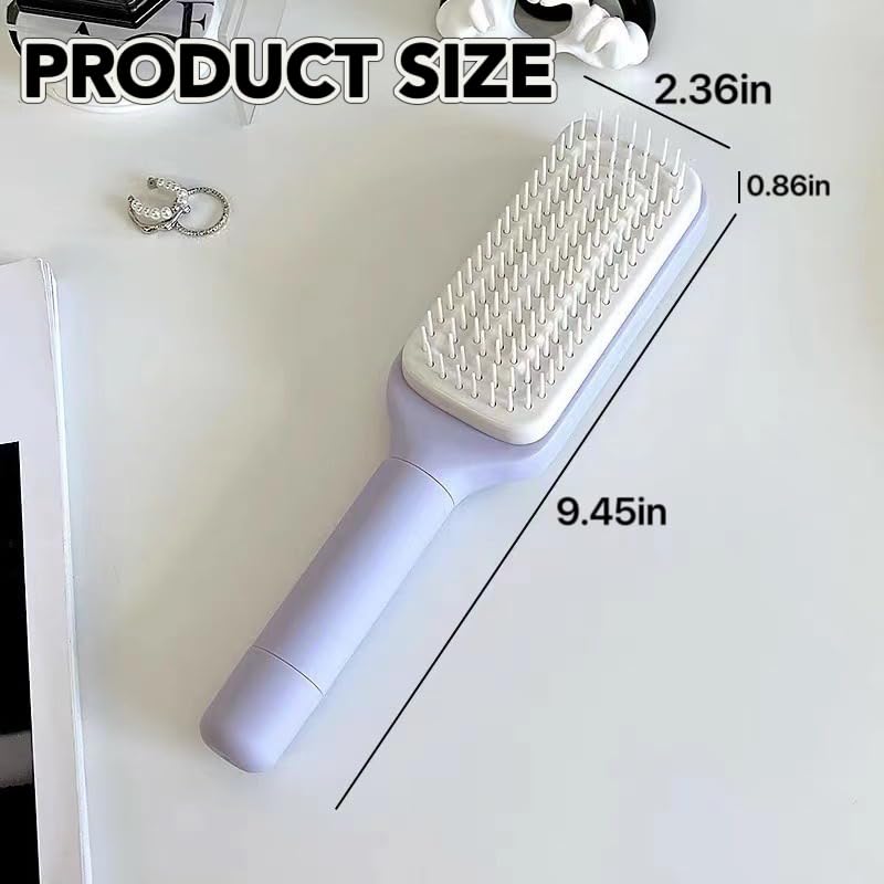 Transform Your Hair Care Routine with the Revolutionary Self-Cleaning Hair Brush - Effortless Hair Removal and Scalp Massage in Stylish Purple