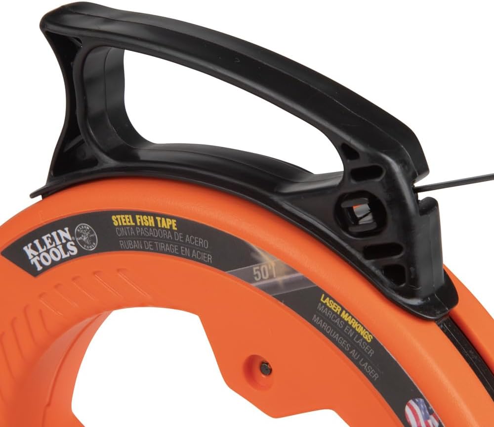 Klein Tools 50-Foot Steel Wire Fish Tape - Durable, Flexible, and Easy-to-Use with Enhanced Grip and Precision Markings