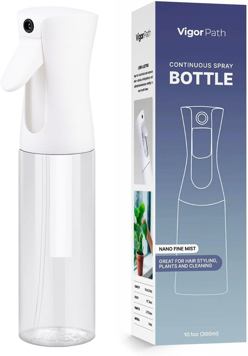 Elevate Your Routine with the VIGOR PATH Continuous Mist Spray Bottle - The Ultimate Eco-Friendly 10 Oz Fine Mist Sprayer for Hair, Plants, and Cleaning!