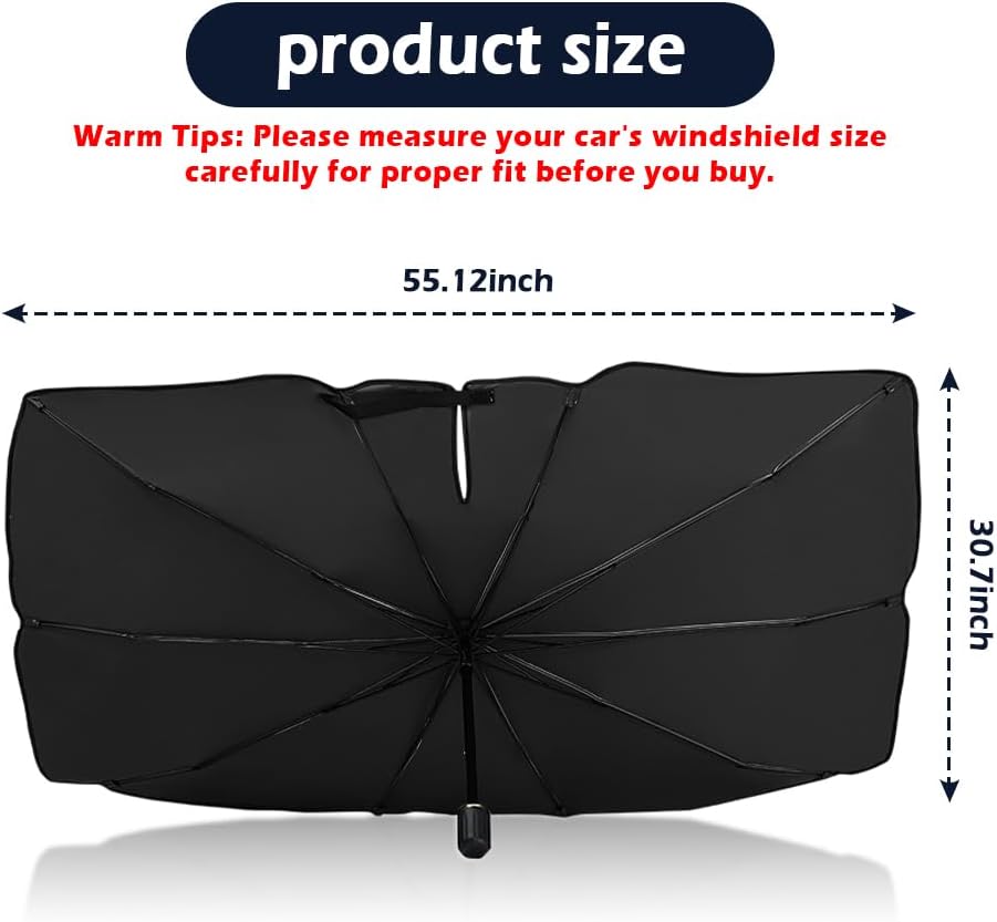 Ultimate Car Windshield Sun Shade - Foldable Umbrella for Superior Sunlight Protection and Heat Insulation, Perfect for Cars and SUVs