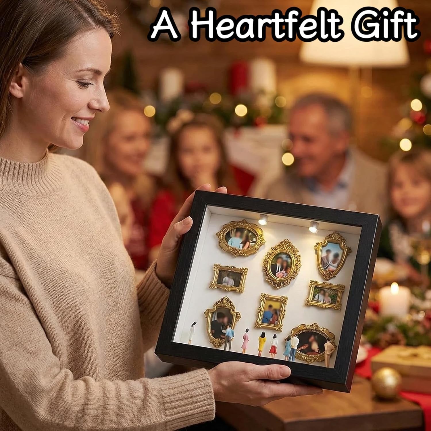 Transform Your Memories with the DIY Mini Gold Frames Silhouette Box - A Unique Shadow Box Frame Kit for Celebrating Life's Special Moments in Style (Grey)