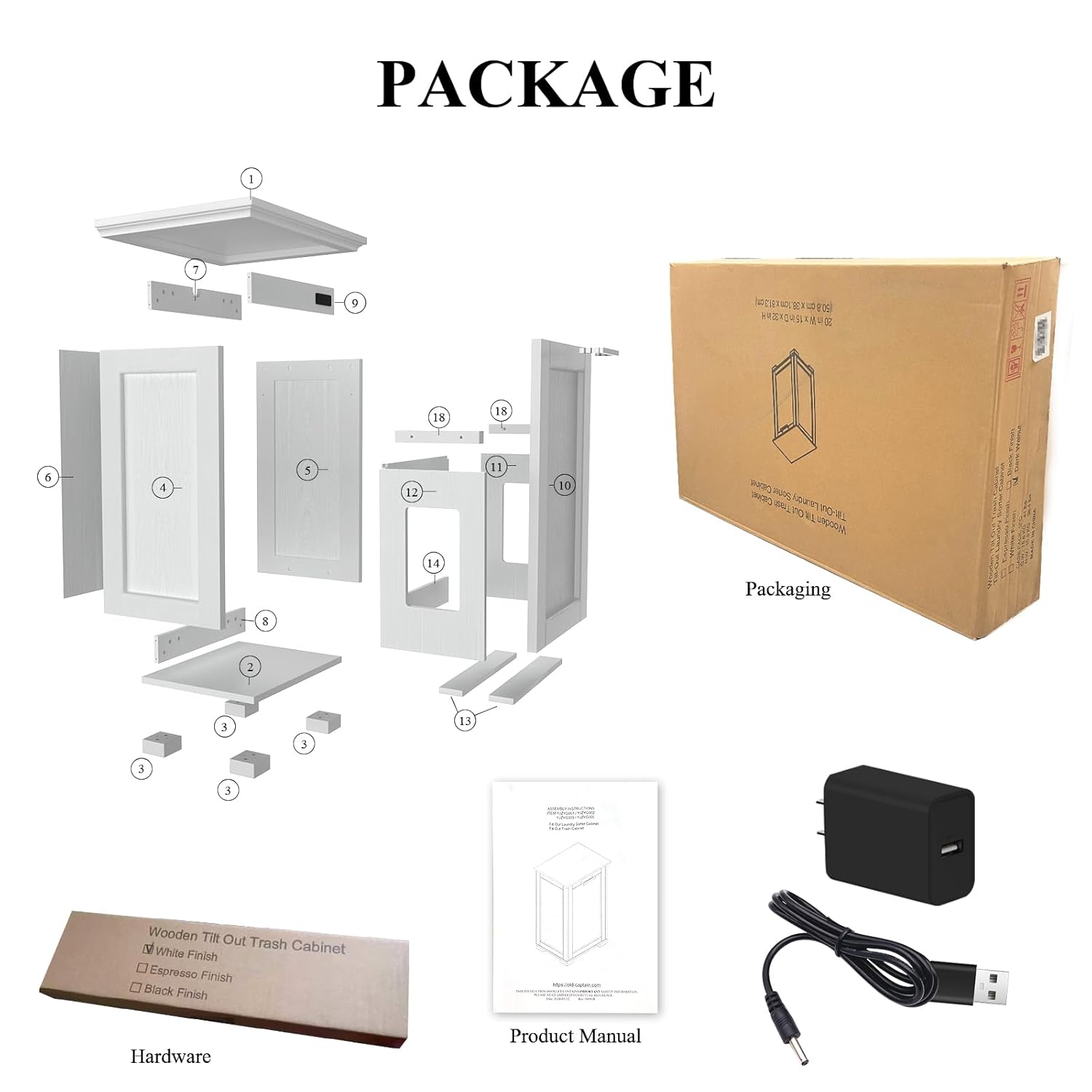 Elegant Wooden Tilt-Out Trash Cabinet with Hidden 10-Gallon Bin - Perfect for Your Kitchen, Living Room, and Bathroom