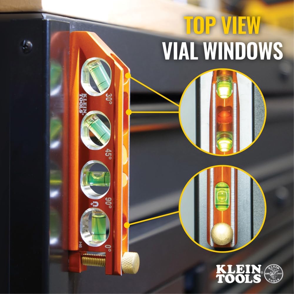 Klein Tools 935AB4V 6-Inch Magnetic Torpedo Level - Precision Measuring with Patented Magnet Track and High-Visibility Design