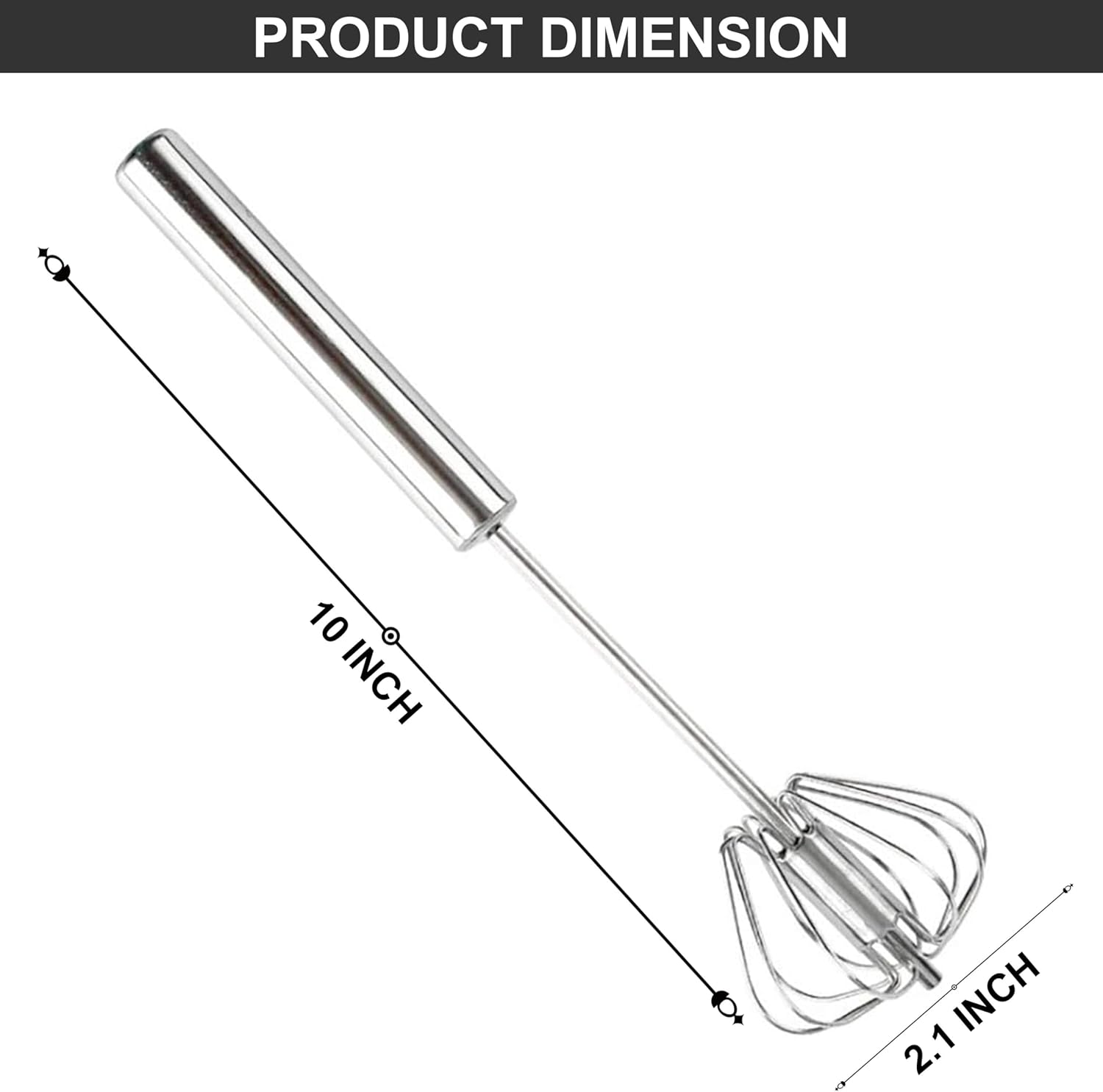 Effortlessly Blend with Our Premium 10-Inch Stainless Steel Semi-Automatic Whisk – Perfect for Eggs, Batters, and More!