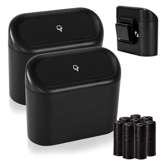 Transform Your Space with the Mini Car Trash Can Set - 2 Pack of Leakproof ABS Garbage Bins for Vehicles, Home, and Office, Complete with 120 Convenient Trash Bags