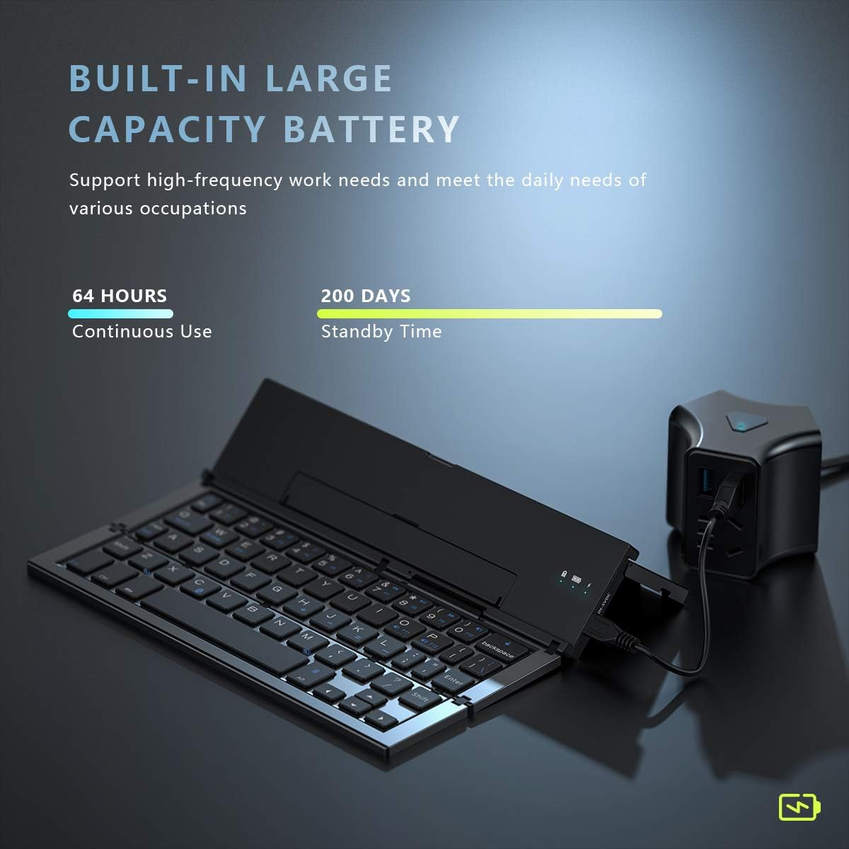 Sleek and Portable Foldable Bluetooth Keyboard - Perfect for iPhone, iPad, Tablets, and Smartphones (Black)