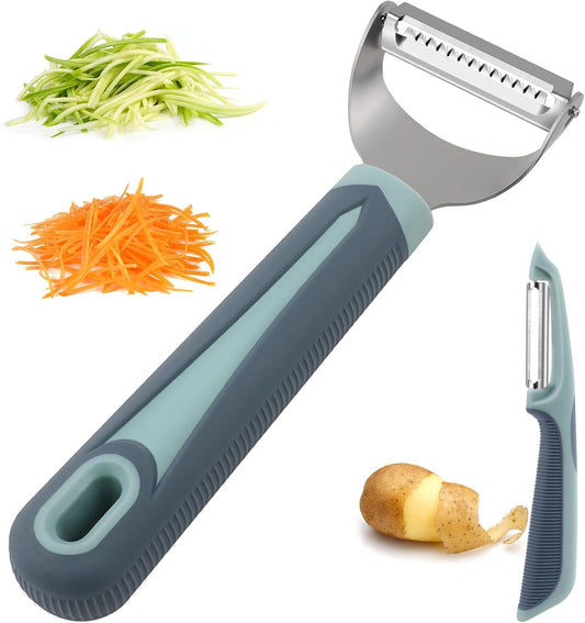 Transform Your Cooking with Our 2-Piece Julienne Peeler Set - Ergonomic Silicone Grip & Dual Blade Design for Effortless Vegetable Prep!