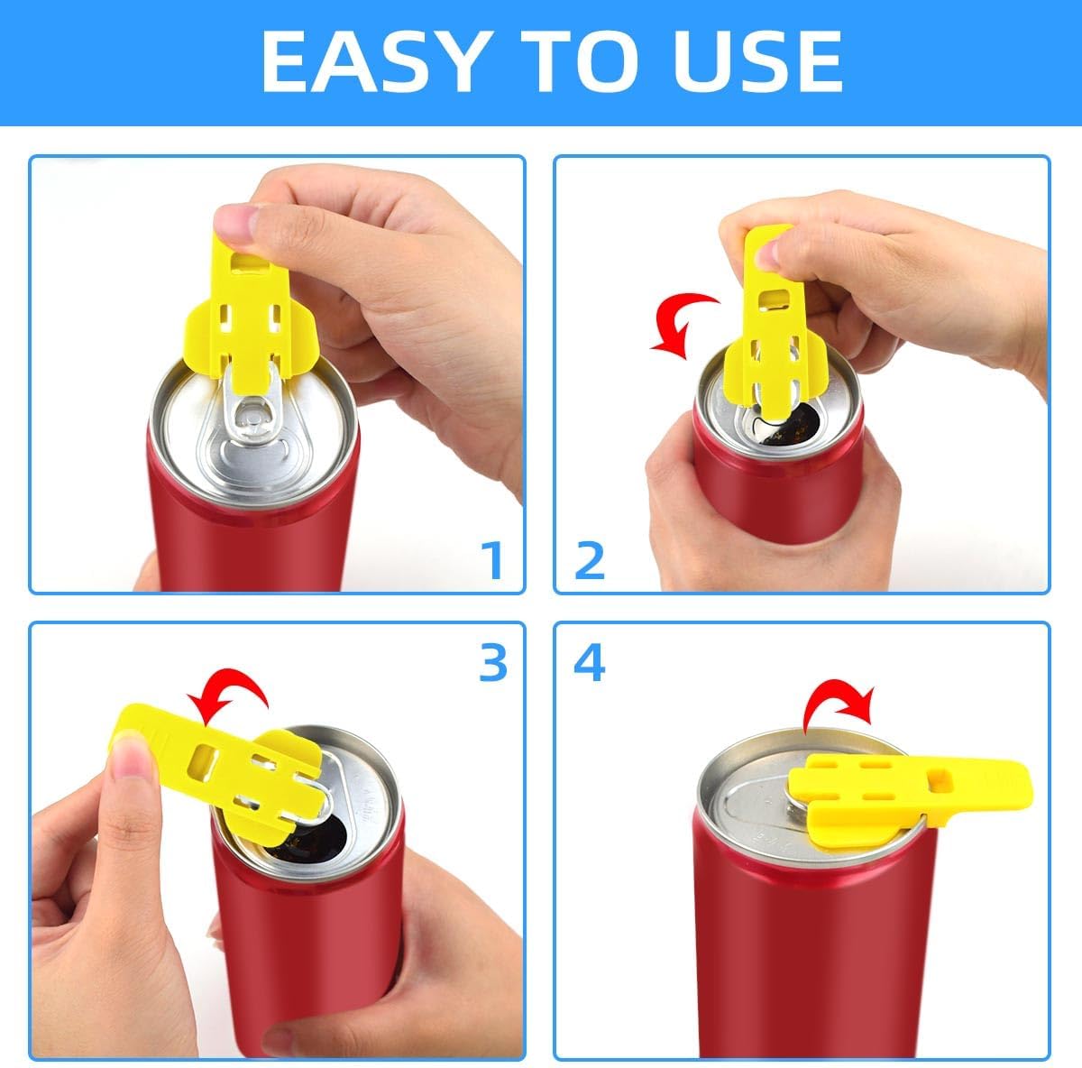 6-Pack Manual Can Opener Set with Colorful Beverage Can Covers - Easy-to-Use Soda and Beer Can Tab Protectors