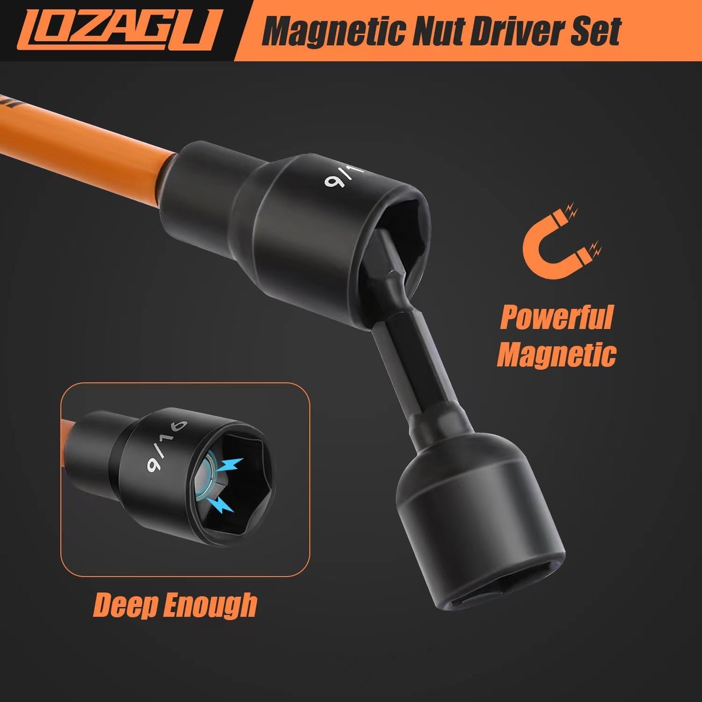 Ultimate 16-Piece Long Magnetic Nut Driver Set for Impact Drills - Versatile SAE & Metric Sizes with Durable Cr-V Steel Construction
