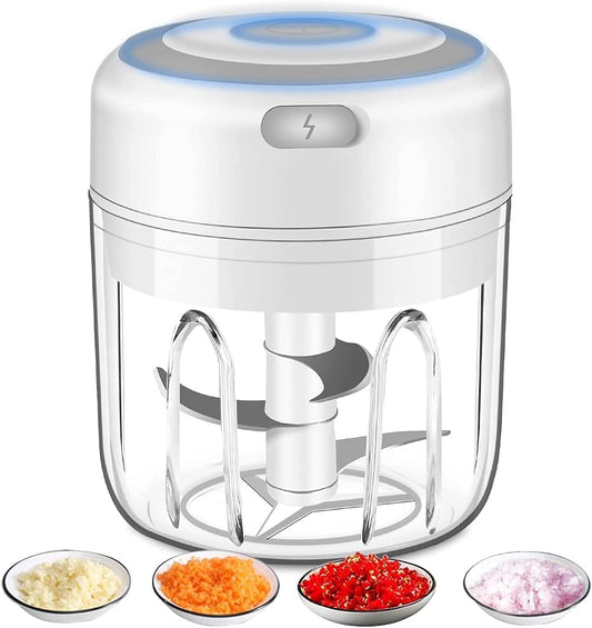 Effortless Chopping Made Easy: Rechargeable Compact Electric Garlic Chopper & Mini Food Processor with Stainless Steel Blades for All Your Cooking Needs