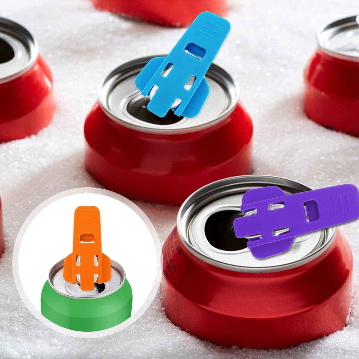 6-Pack Manual Can Opener Set with Colorful Beverage Can Covers - Easy-to-Use Soda and Beer Can Tab Protectors