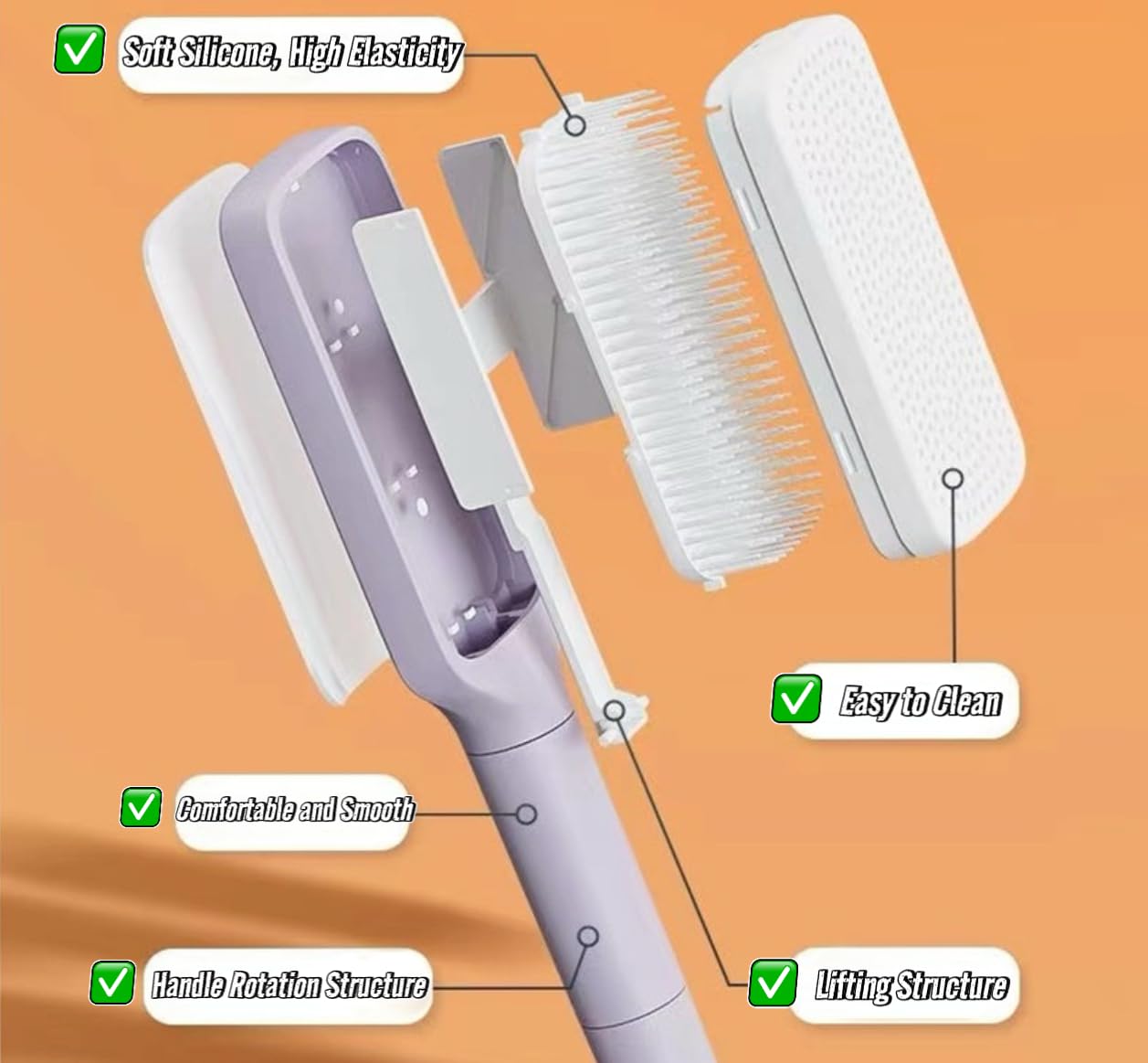 Transform Your Hair Care Routine with the Revolutionary Self-Cleaning Hair Brush - Effortless Hair Removal and Scalp Massage in Stylish Purple