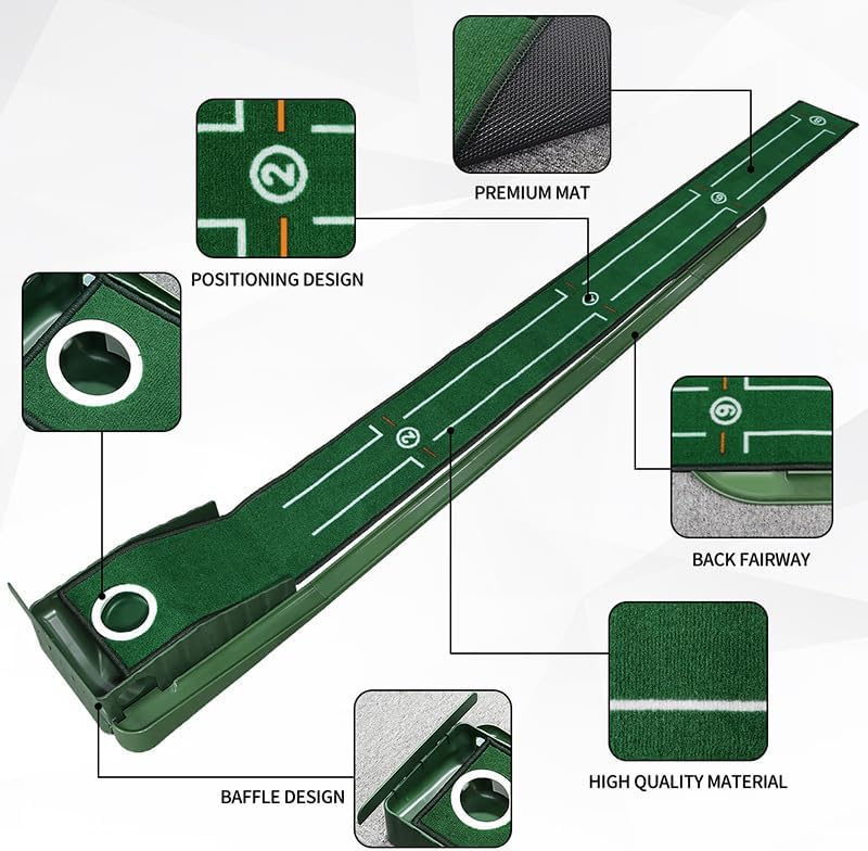 Transform Your Indoor Space with Our Premium Golf Putting Green - Complete with Auto Ball Return for Unmatched Practice at Home or Office, Ideal Gift for Golf Enthusiasts