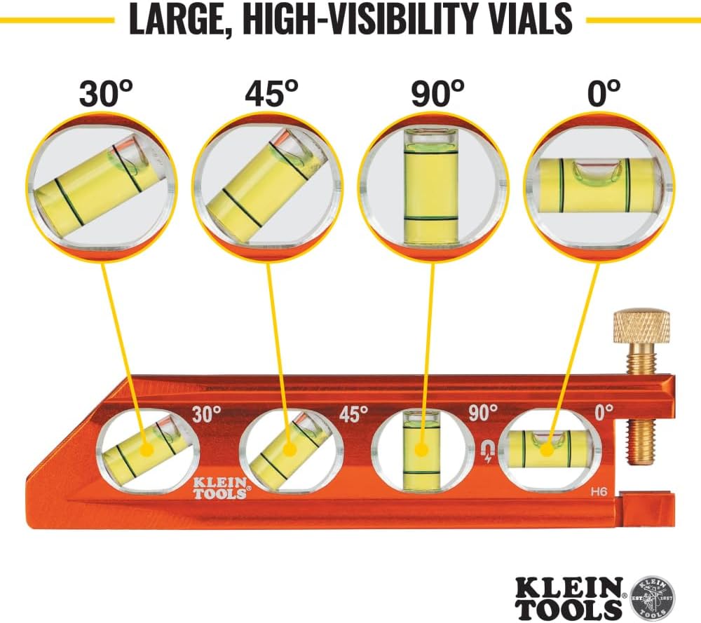 Klein Tools 935AB4V 6-Inch Magnetic Torpedo Level - Precision Measuring with Patented Magnet Track and High-Visibility Design