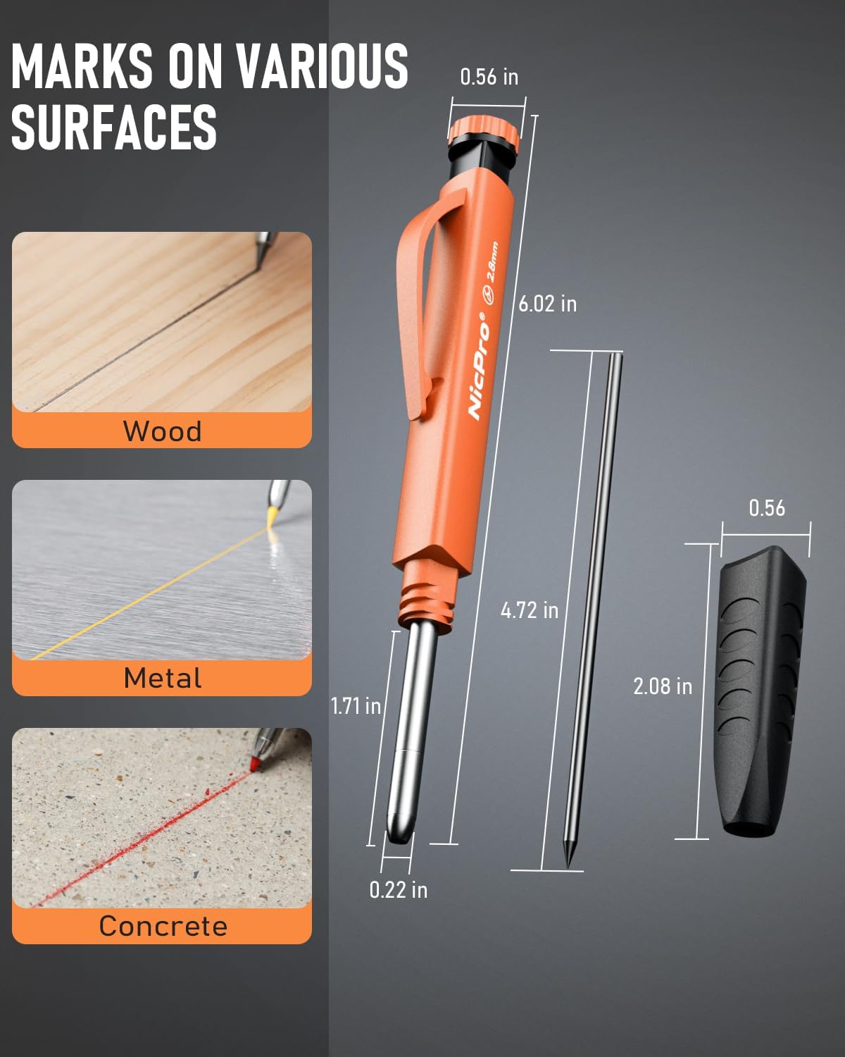Ultimate 3-in-1 Carpenter Pencil Set - Ergonomic Grip, 13 Refills, Mini Spirit Level & Deep Hole Marker for Precise Woodworking and Architecture!