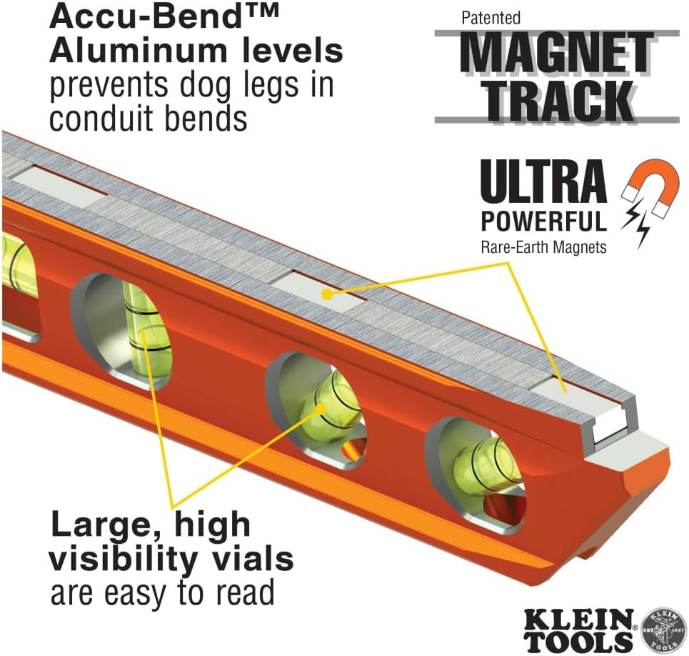 Klein Tools 935AB4V 6-Inch Magnetic Torpedo Level - Precision Measuring with Patented Magnet Track and High-Visibility Design