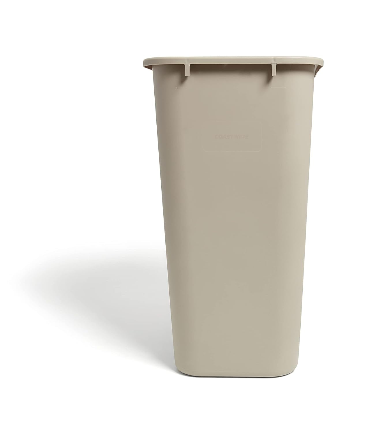 Effortlessly Maintain Cleanliness with the Coastwide Professional 10.25 Gallon Beige Soft Molded Wastebasket - Perfect for Offices and Commercial Spaces
