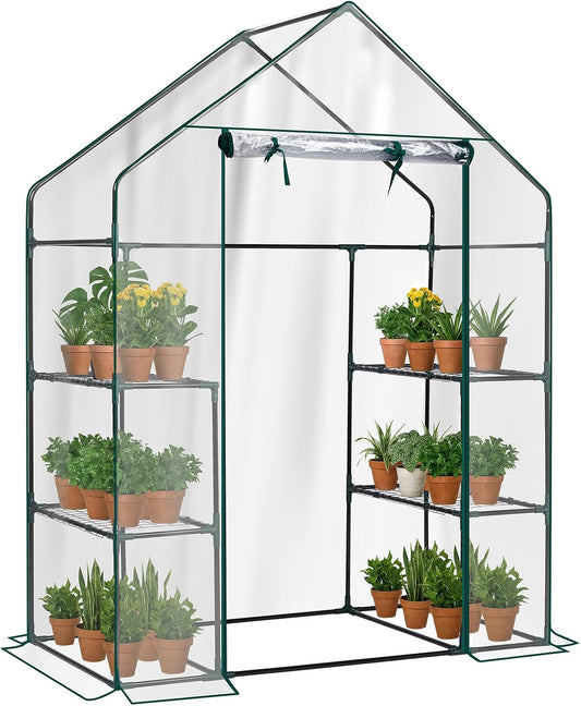 Walk-In Greenhouse - Premium PVC Outdoor Plant Shelter with 3 Tiers and 4 Shelves for Frost Protection and Easy Access
