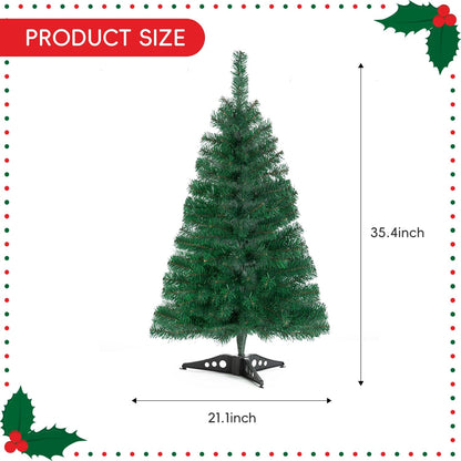 Charming 3FT Mini Green Artificial Christmas Tree with Sturdy Stand for Festive Indoor and Outdoor Holiday Decor