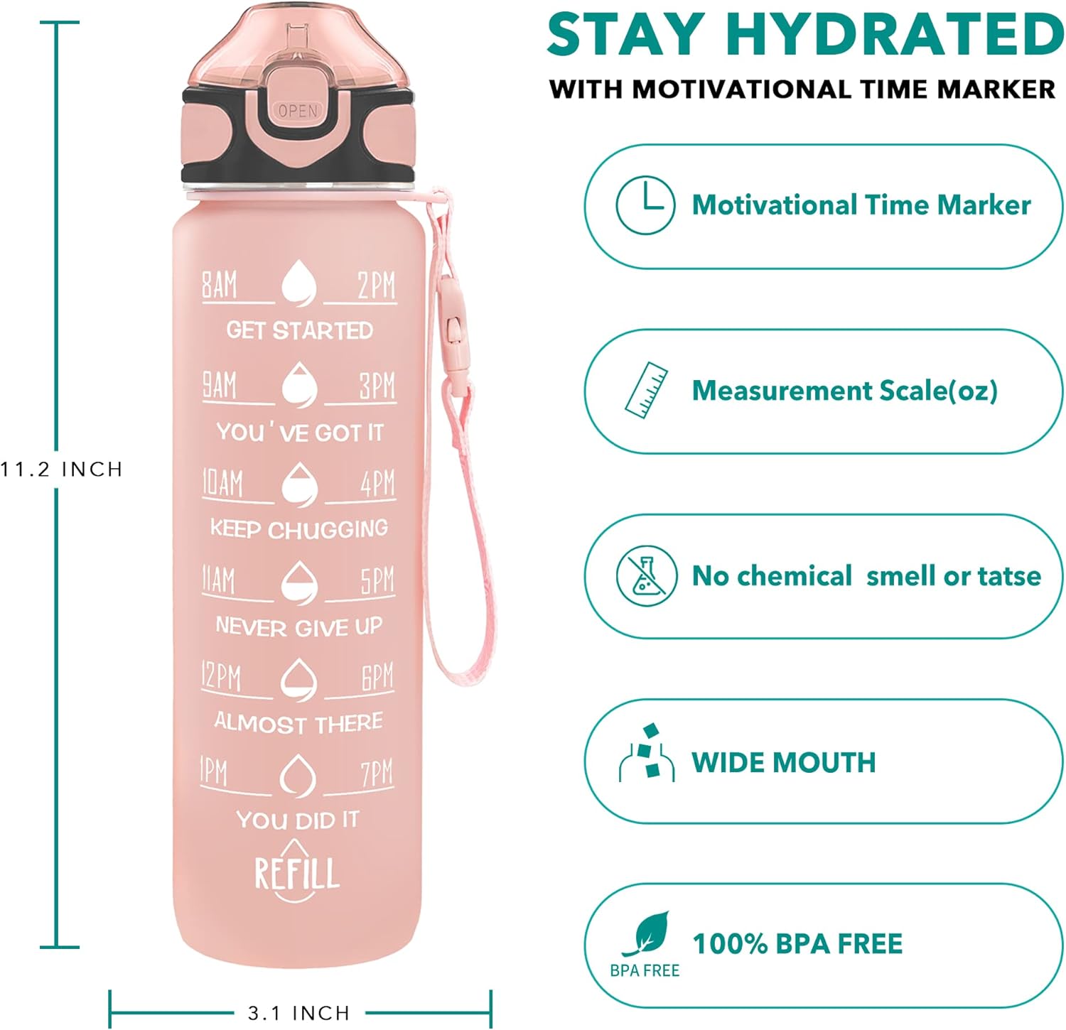 Stay Hydrated in Style with the 32 Oz Inspirational Water Bottle - BPA-Free, Leakproof, Perfect for Fitness and Outdoor Adventures!